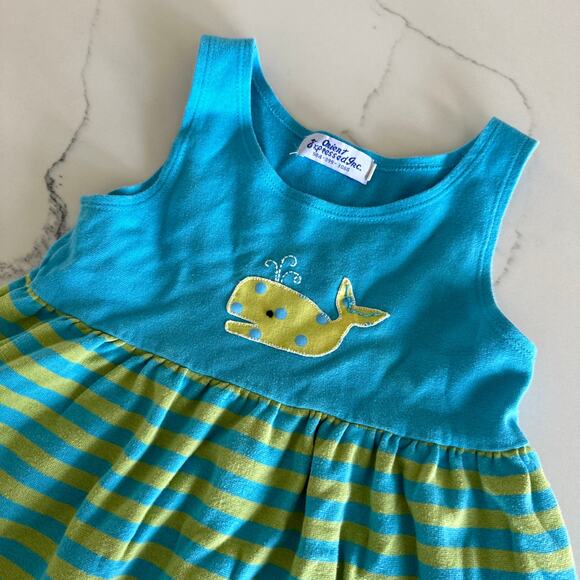 Orient Expressed Blue & Green Whale Appliqué Tank Dress - Picture 3 of 5